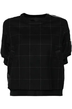SACAI Windowpane x twill pullover