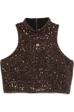 AMIRI Logo-plaque sequined top