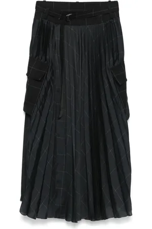 SACAI Windowpane-print maxi skirt