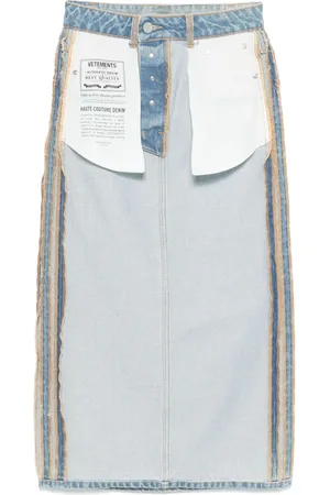 Vetements Inside-Out denim midi skirt