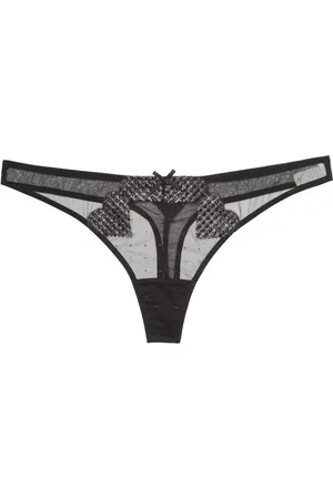 FLEUR DU MAL Heart embroidered thong