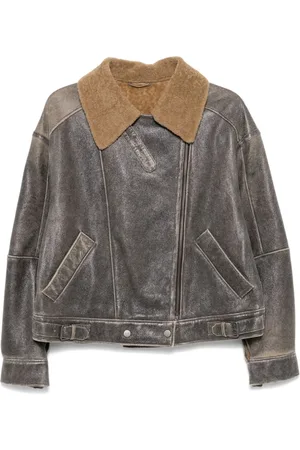 Manokhi Shearling-collar leather jacket