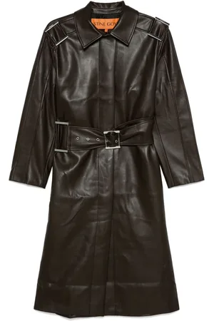 STINE GOYA Belted faux-leather coat