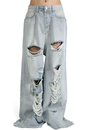 Vetements Ripped wide-leg jeans