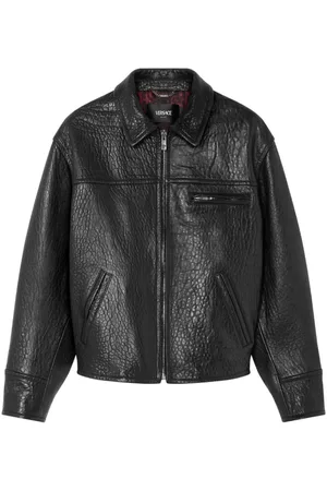 VERSACE Textured leather jacket