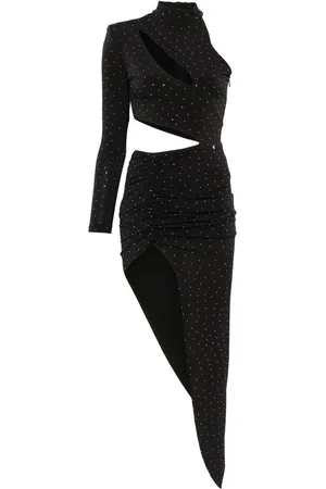 NISSA Crystal-embellished asymmetric midi dress