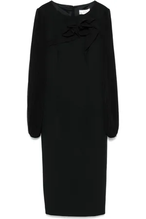 NISSA Floral-appliqué midi dress