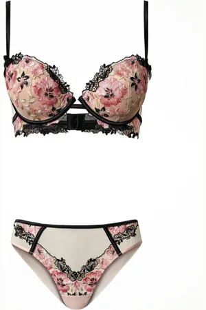 Twin-Set Floral embroidery push up bra and briefs