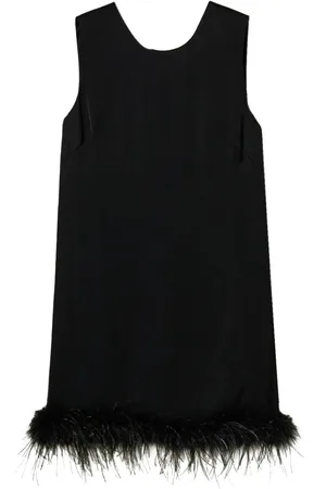 Twin-Set Feather-trim satin mini dress
