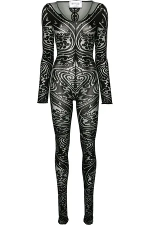 Wolford X ETRO Body Tattoo V-neck catsuit