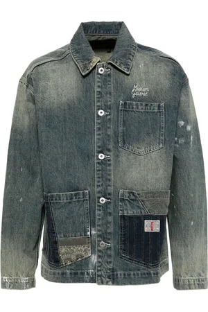 Musium Div. Logo-embroidered denim jacket