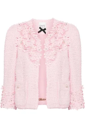 Edward Achour Paris Floral-appliqué tweed jacket