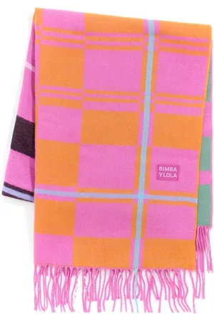 Bimba y Lola Checked fringed scarf