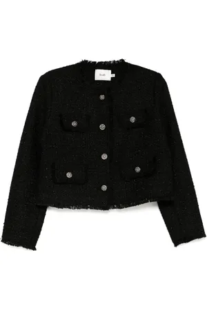 B+AB Round neck tweed jacket