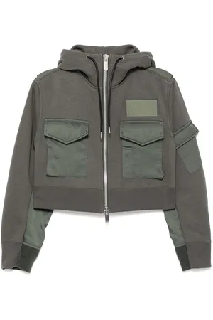 SACAI Patchwork design cropped jacket