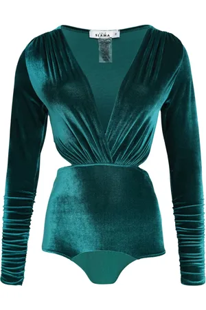 AMIR SLAMA V-neck velvet bodysuit