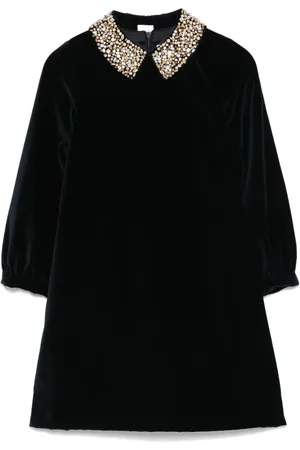 Il gufo Detachable-collar velvet dress