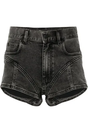 MUGLER Bi-material denim shorts
