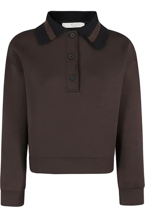 TELA Contrast-collar polo top