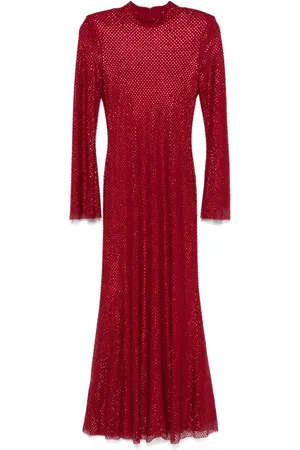Self-Portrait Rhinestoned fishnet maxi dress