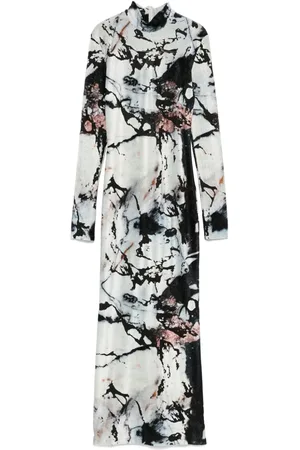 Roberto Cavalli Marble-print maxi dress
