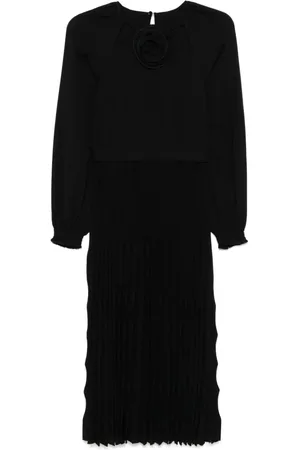NISSA Floral-detail pleated midi dress