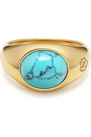 Nialaya Turquoise oval signet ring