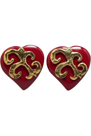 Saint Laurent 2010-2023 Resin Heart Clip on costume earrings