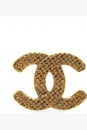 CHANEL 2009 Plated CC Quilted costume brooch