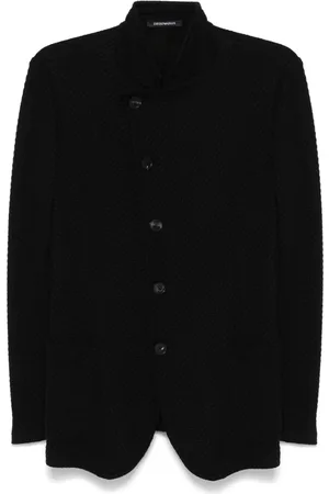 Emporio Armani 3D-effect knit Guru-collar jacket