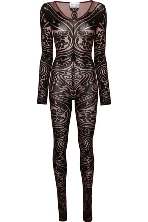 Wolford X ETRO Body Tattoo V-neck catsuit