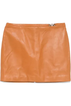 VERSACE Medusa-embellished leather mini skirt