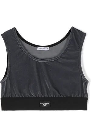 Dolce & Gabbana Logo-patch velvet top