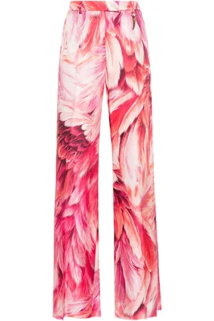 Roberto Cavalli Plumage-print palazzo pants