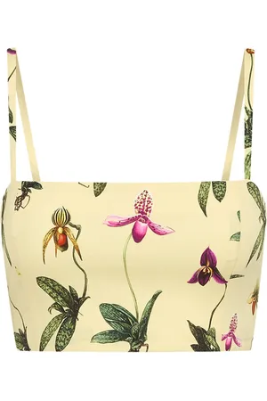 Oscar de la Renta Orchid cropped cotton-poplin tank top