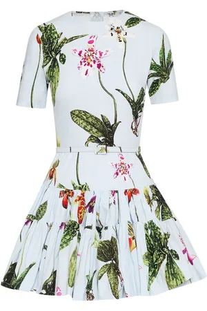 Oscar de la Renta Orchid cotton poplin mini dress