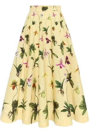 Oscar de la Renta Orchid cotton poplin skirt