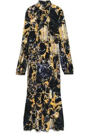 Roberto Cavalli Marble-print midi dress