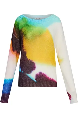 Oscar de la Renta Abstract Watercolor sweater