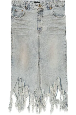 We11 Done Fringed denim skirt