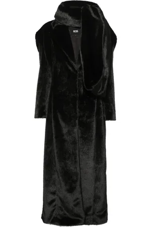GCDS Scarf-detail faux-fur coat