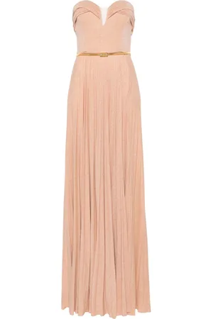 Elisabetta Franchi Belted pleated maxi dress
