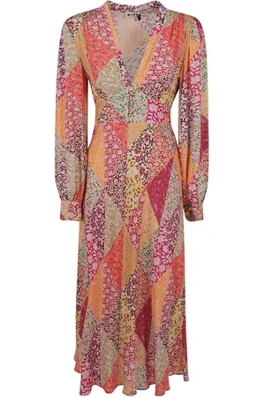 RIXO London Patchwork-print midi dress