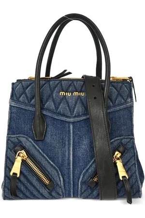 Miu Miu 2010s quilted denim two-way handbag