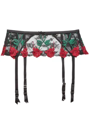 FLEUR DU MAL Vampire Rose embroidered garter belt