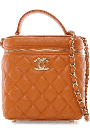 CHANEL 2021-2024 Quilted Caviar Top Handle Vanity Case with Chain satchel