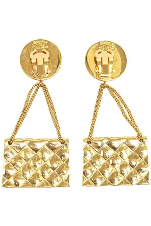 CHANEL 2006 Plated CC 2.55 Flap Bag Clip On costume earrings