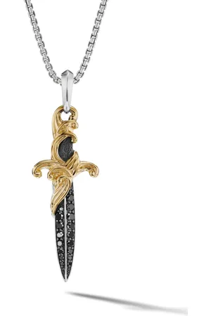 David Yurman 18kt yellow gold and sterling Waves Dagger diamond amulet (43.8mm)