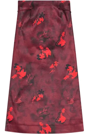Ganni Printed satin maxi skirt