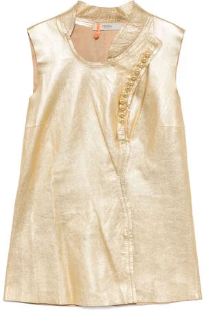 Prada Vintage Sleeveless Golden Leather Buttoned Vest